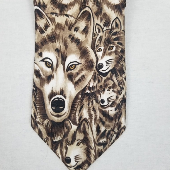 Vintage Steven Harris wolf print tie - Picture 2 of 5